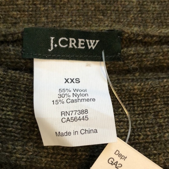 NWT J Crew Womens Sweater Sz XXS Green Wool Cashmere Blend Ribbed Oversized Cute - Picture 3 of 7